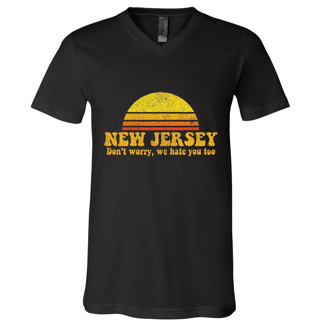 State Of New Jersey Funny Vintage Slogan Retro Souvenir Gift V-Neck T-Shirt