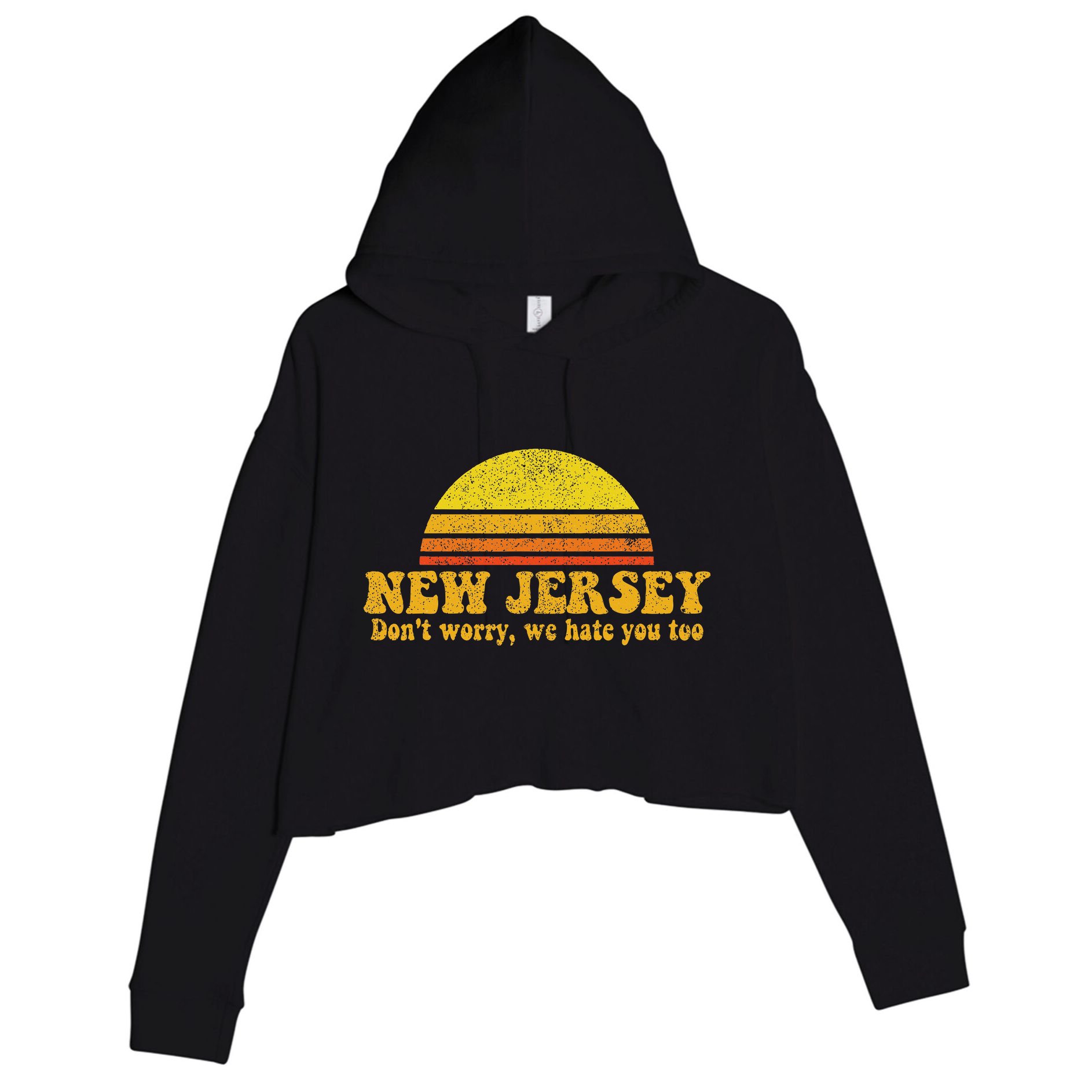State Of New Jersey Funny Vintage Slogan Retro Souvenir Gift Crop Fleece Hoodie