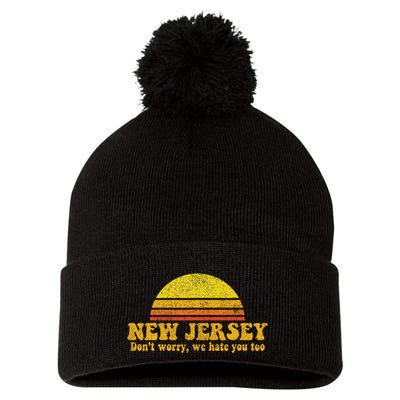 State Of New Jersey Funny Vintage Slogan Retro Souvenir Gift Pom Pom 12in Knit Beanie