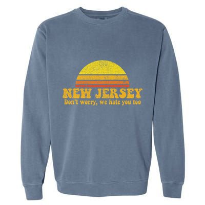 State Of New Jersey Funny Vintage Slogan Retro Souvenir Gift Garment-Dyed Sweatshirt
