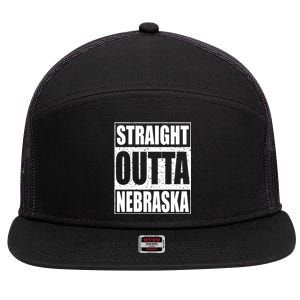 Straight Outta Nebraska Patriotic Nebraska State 7 Panel Mesh Trucker Snapback Hat