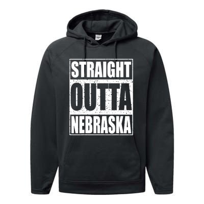 Straight Outta Nebraska Patriotic Nebraska State Performance Fleece Hoodie