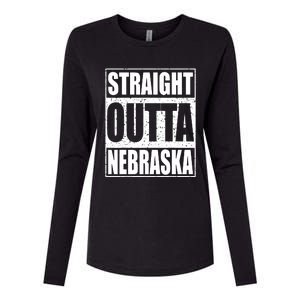 Straight Outta Nebraska Patriotic Nebraska State Womens Cotton Relaxed Long Sleeve T-Shirt