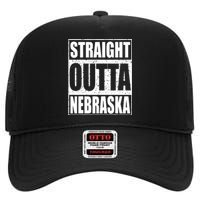 Straight Outta Nebraska Patriotic Nebraska State High Crown Mesh Back Trucker Hat