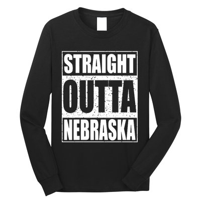 Straight Outta Nebraska Patriotic Nebraska State Long Sleeve Shirt