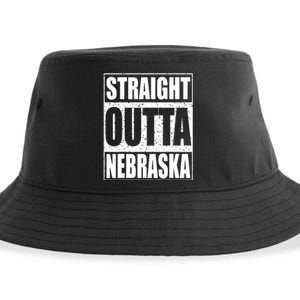 Straight Outta Nebraska Patriotic Nebraska State Sustainable Bucket Hat