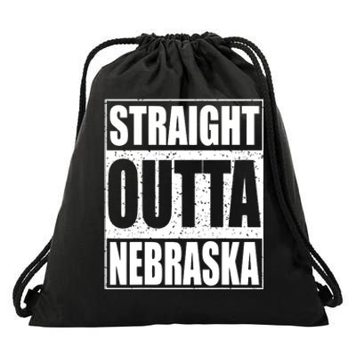 Straight Outta Nebraska Patriotic Nebraska State Drawstring Bag