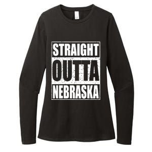 Straight Outta Nebraska Patriotic Nebraska State Womens CVC Long Sleeve Shirt