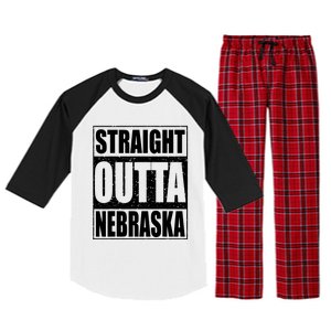 Straight Outta Nebraska Patriotic Nebraska State Raglan Sleeve Pajama Set