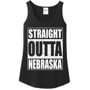 Straight Outta Nebraska Patriotic Nebraska State Ladies Essential Tank