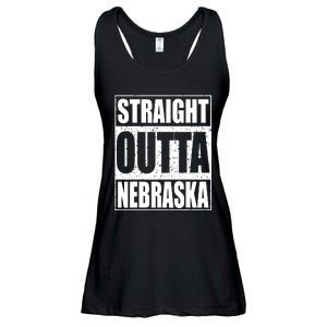 Straight Outta Nebraska Patriotic Nebraska State Ladies Essential Flowy Tank