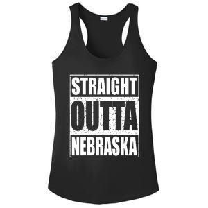 Straight Outta Nebraska Patriotic Nebraska State Ladies PosiCharge Competitor Racerback Tank