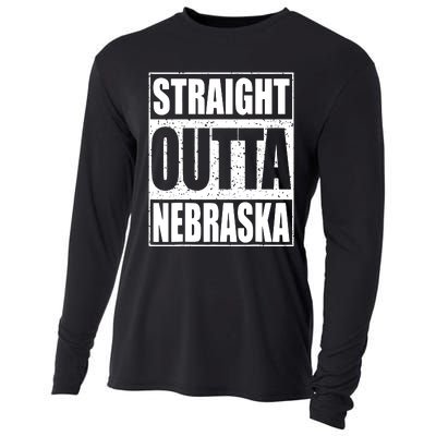 Straight Outta Nebraska Patriotic Nebraska State Cooling Performance Long Sleeve Crew