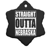 Straight Outta Nebraska Patriotic Nebraska State Ceramic Star Ornament