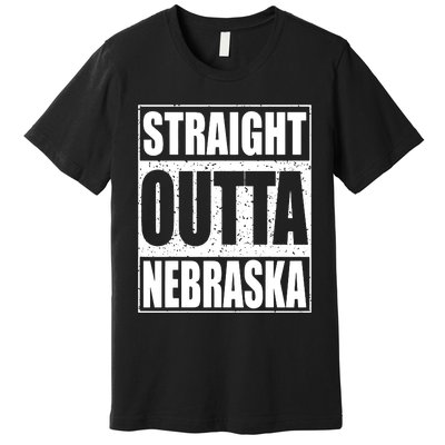 Straight Outta Nebraska Patriotic Nebraska State Premium T-Shirt