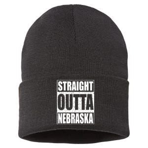 Straight Outta Nebraska Patriotic Nebraska State Sustainable Knit Beanie