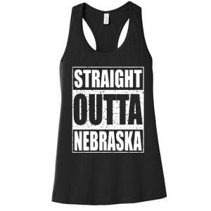 Straight Outta Nebraska Patriotic Nebraska State Women's Racerback Tank