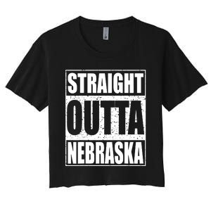 Straight Outta Nebraska Patriotic Nebraska State Women's Crop Top Tee