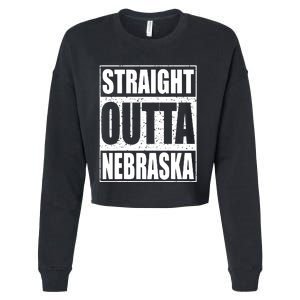 Straight Outta Nebraska Patriotic Nebraska State Cropped Pullover Crew