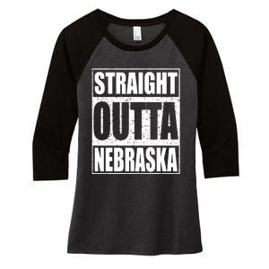 Straight Outta Nebraska Patriotic Nebraska State Women's Tri-Blend 3/4-Sleeve Raglan Shirt