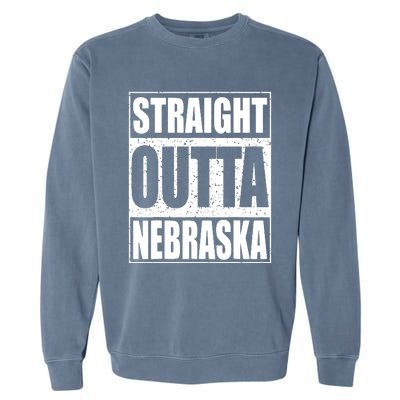 Straight Outta Nebraska Patriotic Nebraska State Garment-Dyed Sweatshirt