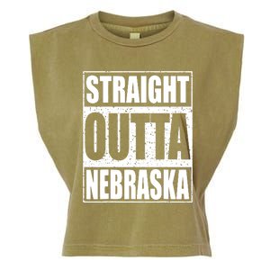 Straight Outta Nebraska Patriotic Nebraska State Garment-Dyed Women's Muscle Tee