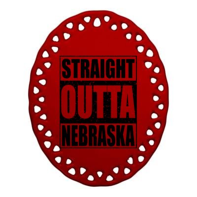 Straight Outta Nebraska Patriotic Nebraska State Ceramic Oval Ornament