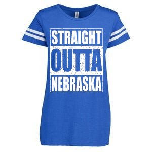 Straight Outta Nebraska Patriotic Nebraska State Enza Ladies Jersey Football T-Shirt