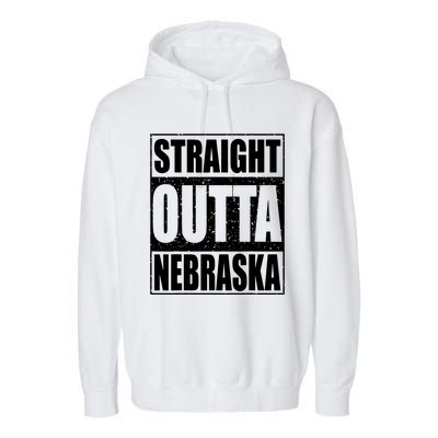 Straight Outta Nebraska Patriotic Nebraska State Garment-Dyed Fleece Hoodie