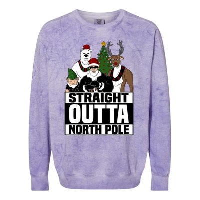 Straight Outta North Pole Christmas Fun Pajama Gift Cool Gift Colorblast Crewneck Sweatshirt