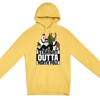 Straight Outta North Pole Christmas Fun Pajama Gift Cool Gift Premium Pullover Hoodie