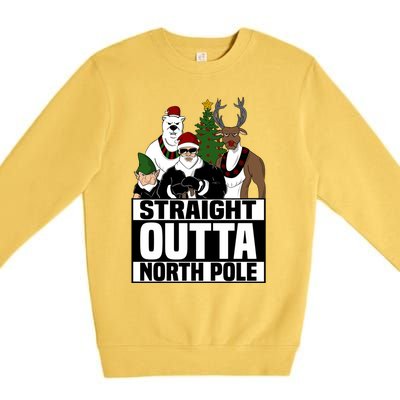 Straight Outta North Pole Christmas Fun Pajama Gift Cool Gift Premium Crewneck Sweatshirt