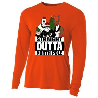 Straight Outta North Pole Christmas Fun Pajama Gift Cool Gift Cooling Performance Long Sleeve Crew