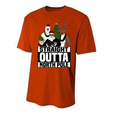 Straight Outta North Pole Christmas Fun Pajama Gift Cool Gift Performance Sprint T-Shirt