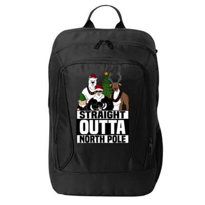 Straight Outta North Pole Christmas Fun Pajama Gift Cool Gift City Backpack