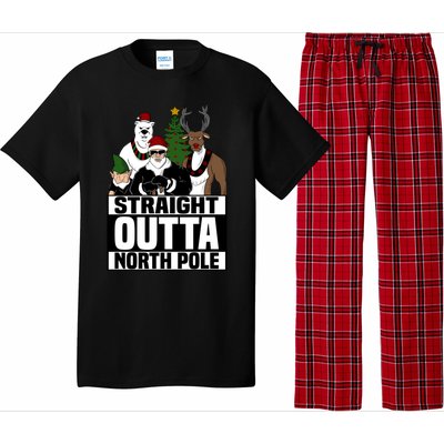 Straight Outta North Pole Christmas Fun Pajama Gift Cool Gift Pajama Set