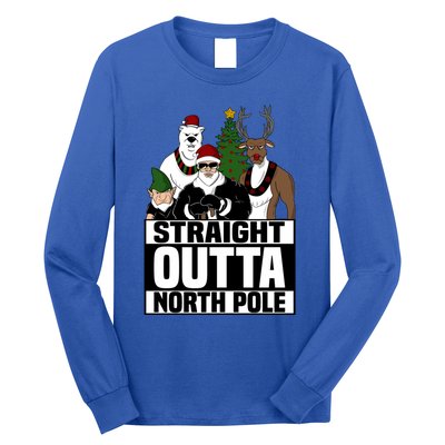 Straight Outta North Pole Christmas Fun Pajama Gift Cool Gift Long Sleeve Shirt