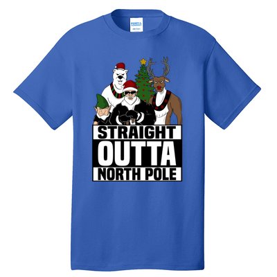 Straight Outta North Pole Christmas Fun Pajama Gift Cool Gift Tall T-Shirt