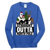 Straight Outta North Pole Christmas Fun Pajama Gift Cool Gift Tall Long Sleeve T-Shirt