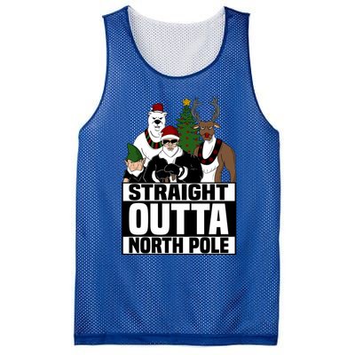 Straight Outta North Pole Christmas Fun Pajama Gift Cool Gift Mesh Reversible Basketball Jersey Tank