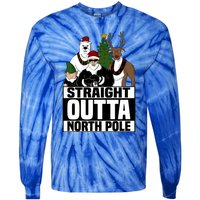 Straight Outta North Pole Christmas Fun Pajama Gift Cool Gift Tie-Dye Long Sleeve Shirt