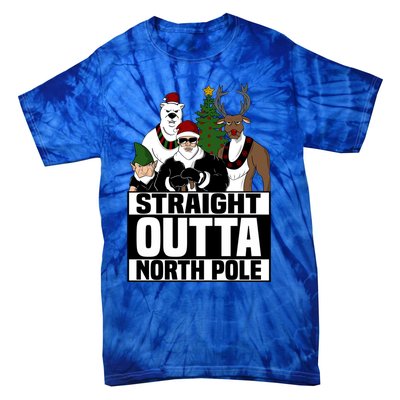 Straight Outta North Pole Christmas Fun Pajama Gift Cool Gift Tie-Dye T-Shirt