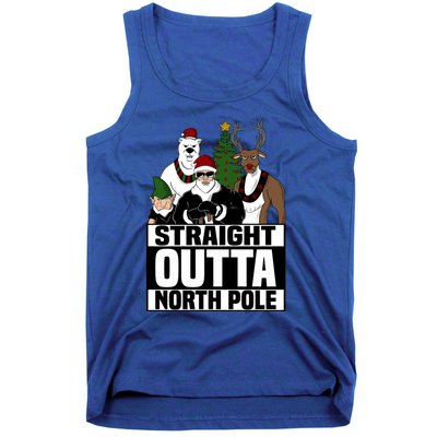 Straight Outta North Pole Christmas Fun Pajama Gift Cool Gift Tank Top