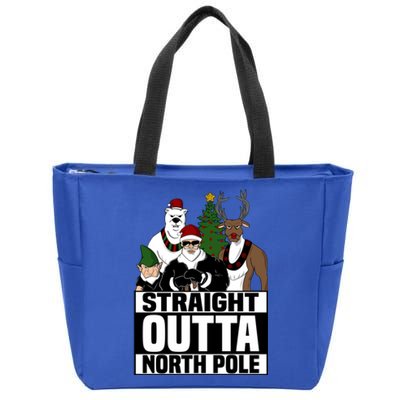 Straight Outta North Pole Christmas Fun Pajama Gift Cool Gift Zip Tote Bag