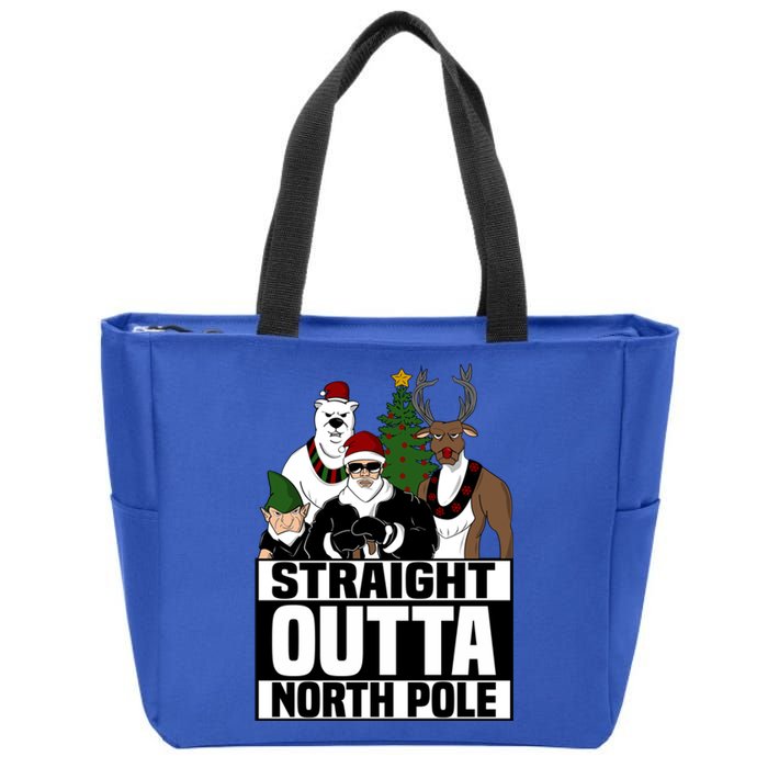 Straight Outta North Pole Christmas Fun Pajama Gift Cool Gift Zip Tote Bag