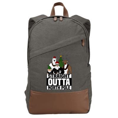 Straight Outta North Pole Christmas Fun Pajama Gift Cool Gift Cotton Canvas Backpack