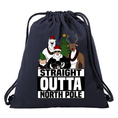 Straight Outta North Pole Christmas Fun Pajama Gift Cool Gift Drawstring Bag