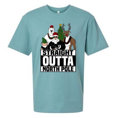 Straight Outta North Pole Christmas Fun Pajama Gift Cool Gift Sueded Cloud Jersey T-Shirt