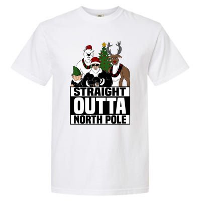 Straight Outta North Pole Christmas Fun Pajama Gift Cool Gift Garment-Dyed Heavyweight T-Shirt