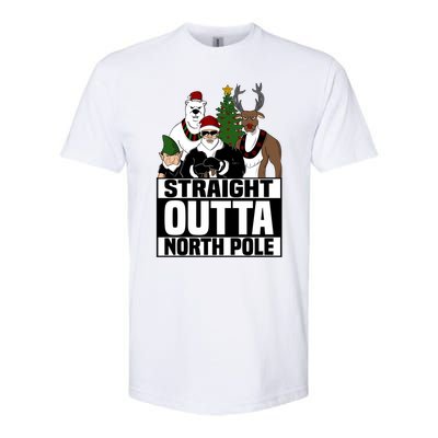 Straight Outta North Pole Christmas Fun Pajama Gift Cool Gift Softstyle CVC T-Shirt